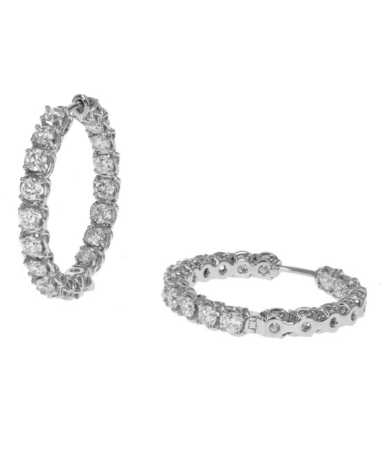 A. Link Diamond Inside Outside Hoop Earrings